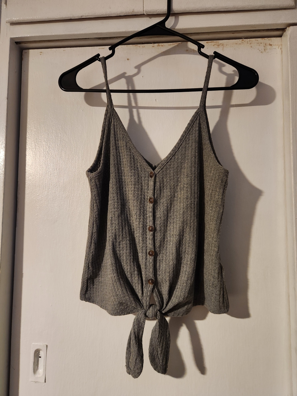 Wild Fable Oversized Gray Button-Front Tie-Hem Cami Top - Juniors